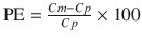 
$$ \mathrm{P}\mathrm{E}=\frac{Cm- Cp}{Cp}\times 100 $$
