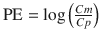 
$$ \mathrm{P}\mathrm{E}= \log \left(\frac{Cm}{Cp}\right) $$
